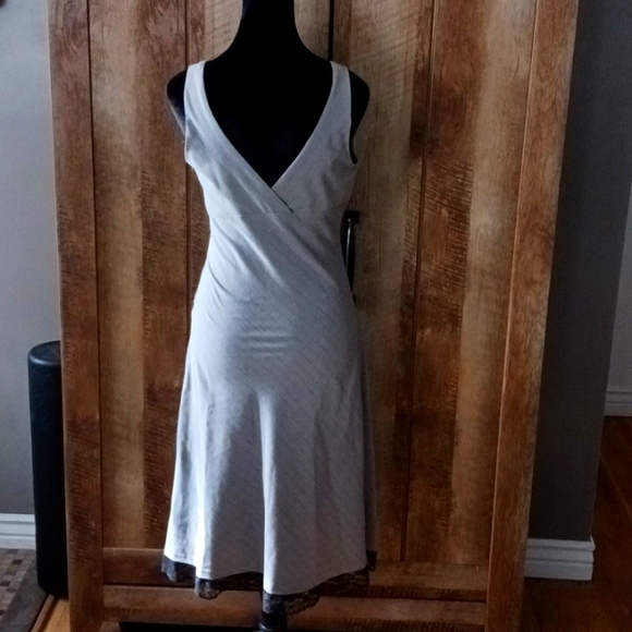 Vintage Y2K Necessary Objects Tank Dress M Surplice V-Neck Lace Hem Sleeveless - Picture 5 of 5